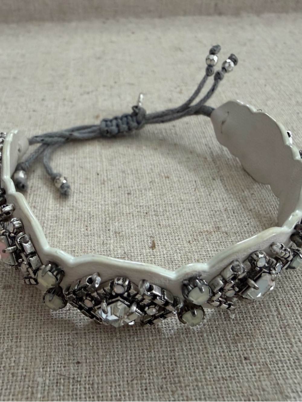 Stella & Dot White Enamel and Crystal Embellished Bracelet